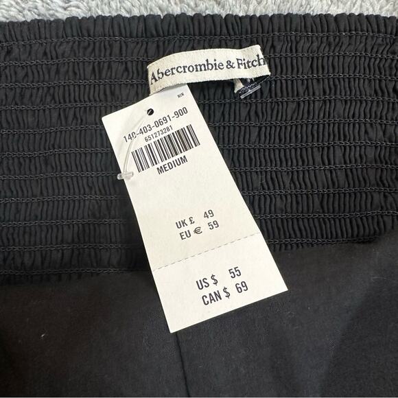 NEW Abercrombie & Fitch Puff Sleeve Lace Up Crop Top Black Size Medium - Picture 8 of 11